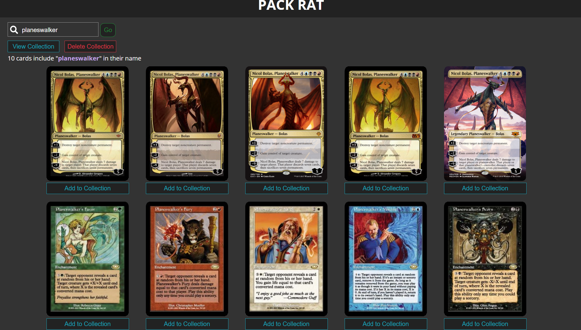 PACK RAT | Magic: The Gathering Collection Tracker